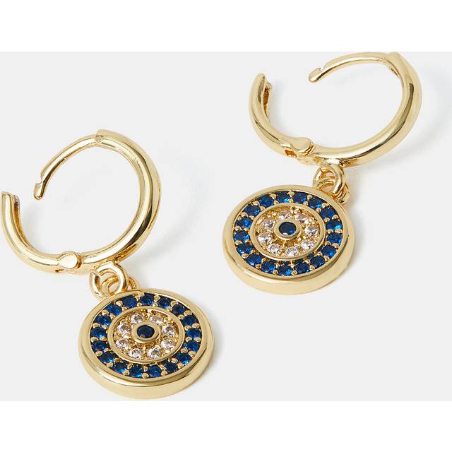 14ct Gold-plated Evil Eye Hoop Earrings - Accessorize - One Size