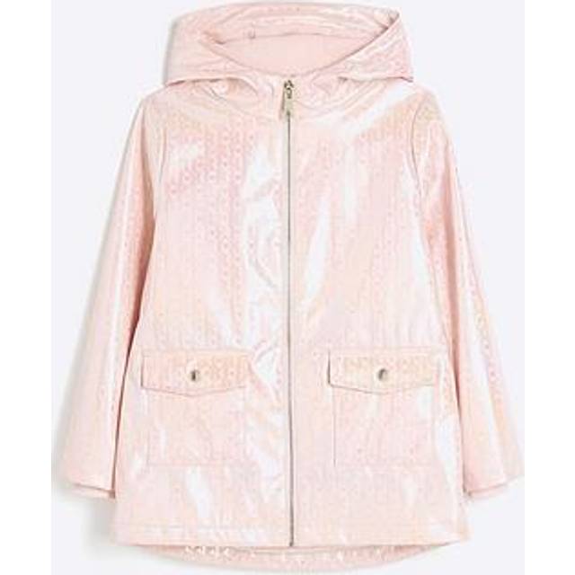River Island Older Girls Monogram Raincoat - Light Pink, Pink - Light, Size Age: 11-12 Years - age: 11-12 YEARS