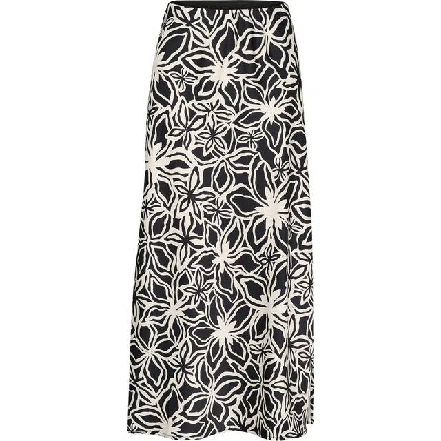 Kaffe Vera Large Floral Print Maxi Skirt Black