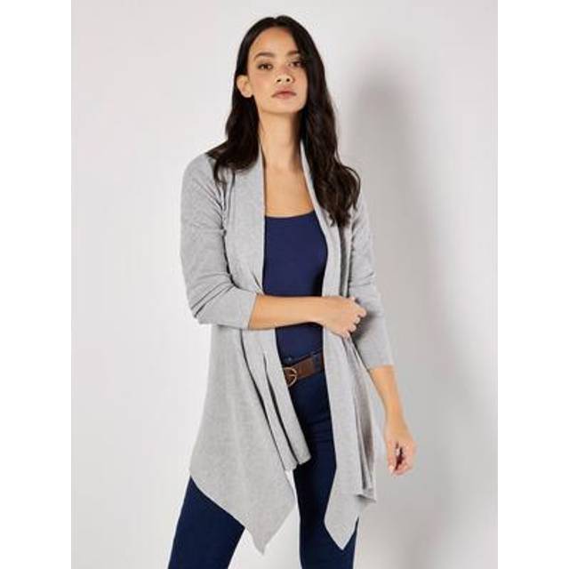 Womens Chevron Waterfall Cardigan - Grey - 18