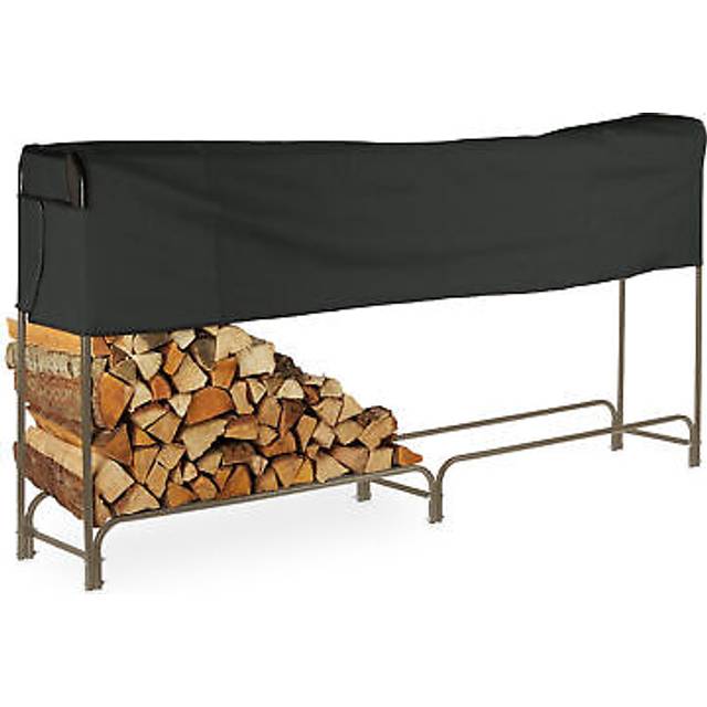 Relaxdays - Firewood Rack with Cover, Steel, Log Storage Stand, Stacking Wood Shelf, hwd: 122 x 250 x 30 cm, Brown/Black