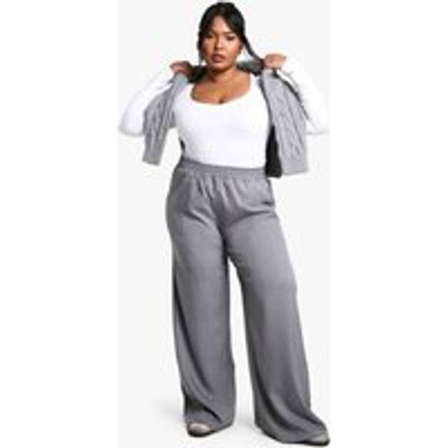 Womens Plus Pinstripe Boxer Slouchy Dad Trouser - Grey - 22