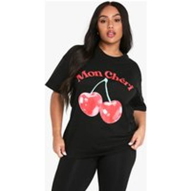 boohoo Women's Plus Mon Cheri Oversized T-Shirt in Black | Size: 20