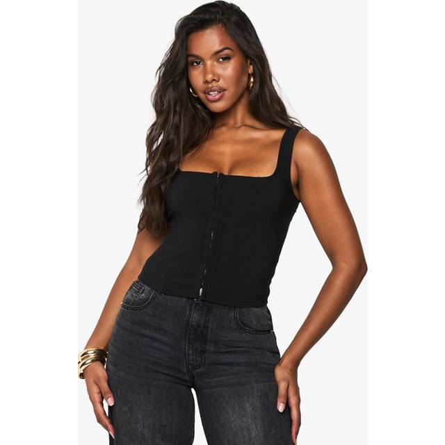 Womens Hook And Eye Corset Top - Black - 6, Black