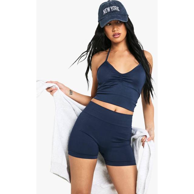 Womens Seamless Sculpt Scrunch Bum Cycling Short - Navy - S, Navy