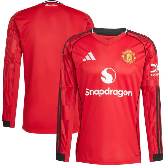 '25-'26 Man Utd Long Sleeve Home Shirt Men's Red Polyester Manchester United Made By: Adidas