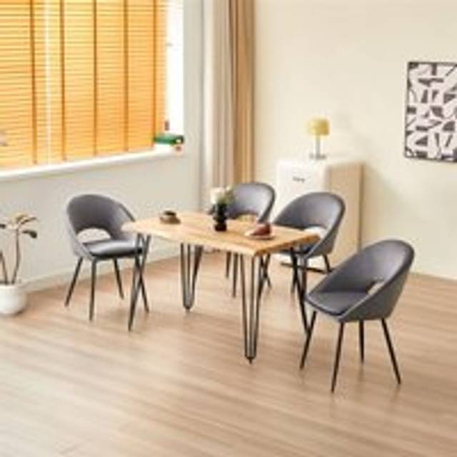 Kosy Koala 4 Seater Rustic Brown Dining Set Grey - Multi