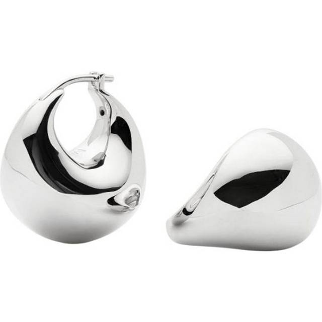 Sculptural Chubby Dome Small Hoop Earrings | Silver Plated