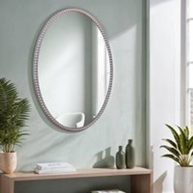 Home Garden Direct Amalfi - Oval Wall Mirror 60X80Cm Vintage Silver Framed Mirror, Silver