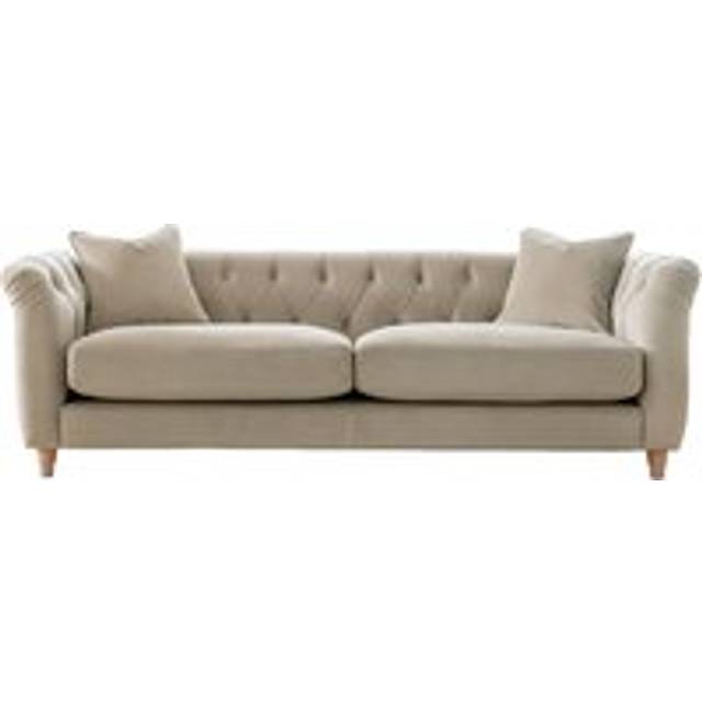 Elsie Plush Velvet Chesterfield Putty 3 Seater Sofa - Light Beige