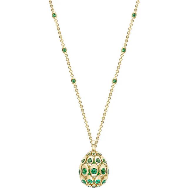 Fabergé Cosmic Curve 18ct Yellow Gold Emerald & Tsavorite Egg Pendant