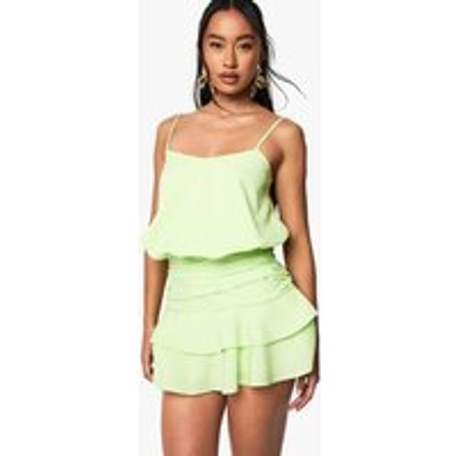 Womens Ruched Strappy Playsuit - Green - 10, Green