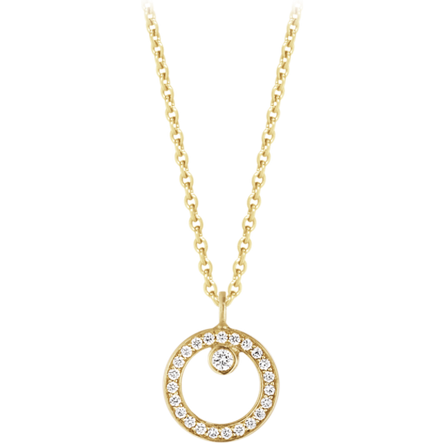 Georg Jensen Halo 18ct Yellow Gold 0.06ct Diamond Circular Necklace