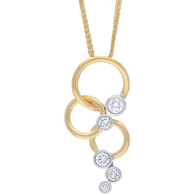 18ct Yellow & White 0.39ct Diamond 5 Stone Triple Circle Round Necklace