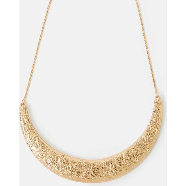 Gold Textured Crescent Collar Necklace - Accessorize - One Size