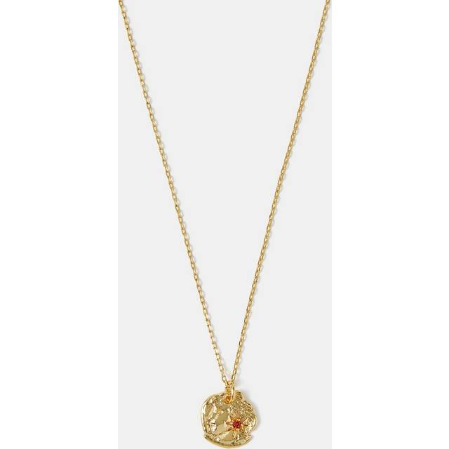 14ct Gold-plated Molten Birthstone Pendant Necklace Gold, Size: January - Accessorize