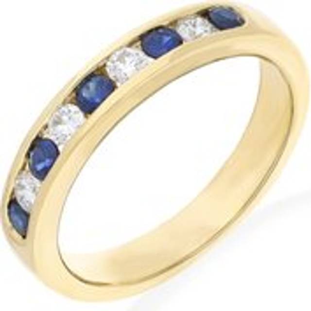 18ct Yellow 0.38ct Sapphire & 0.26ct Diamond 9 Stone Channel Eternity Ring