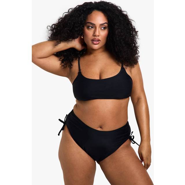Womens Plus Swimwear Essentials Tummy Control High Waist Brief - Black - 20