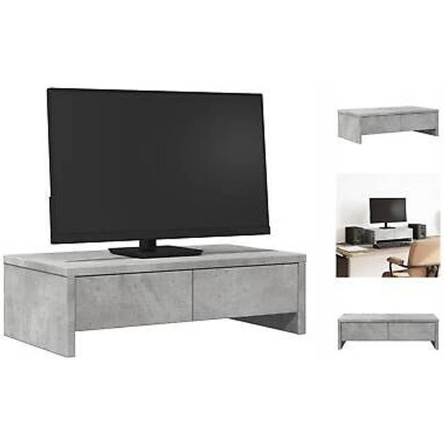 vidaXL Skärmställ med lådor betonggrå 50x27x15 cm konstruerat trä