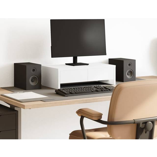 vidaXL Monitor Stand with Drawers White 50x27x15 cm Engineered Wood