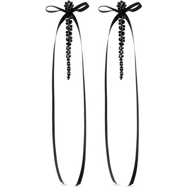 Simone Rocha, Earrings, female, Black, ONE SIZE, Black Bow Design Crystal Earrings
