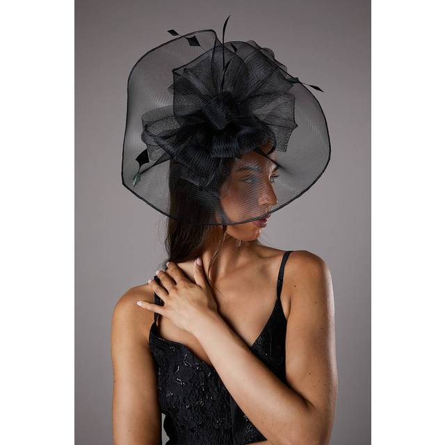 Structured Mesh Bow Flat Fascinator - Black - One Size
