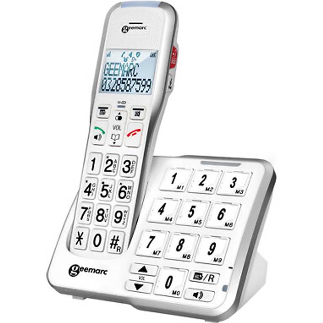 Geemarc senior landline telephone with photo buttons and amplified sound, white