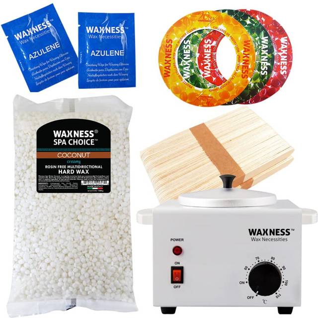 Waxness Spa Choice Rosin Free Coconut Waxing Kit with 22 Lb  1 Kg Wax Bag