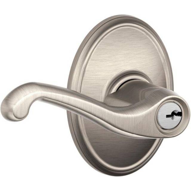 ScHLAgE F51A FLA 619 WKF Flair Lever with Wakefield Trim Keyed Entry Lock  Satin Nickel