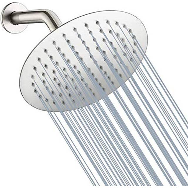 GGStudy Round 8 Inch Stainless Steel Shower Head Rain Style Shower Head Brushed Nickel