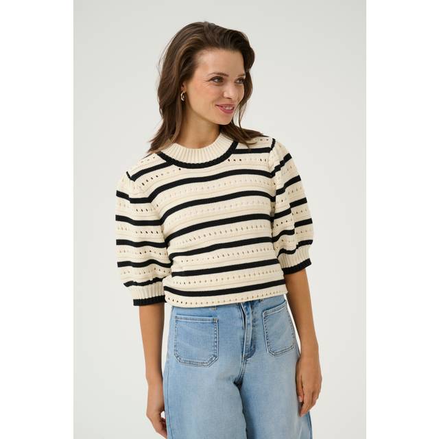 KAFFE Evelyn Stripe Short Sleeve Jumper