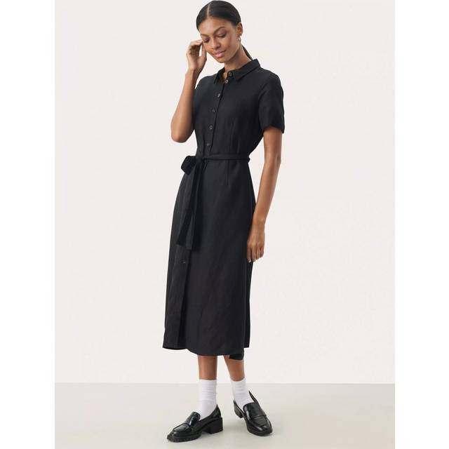 Part Two Eflin Linen Blend Shirt Dress, Black