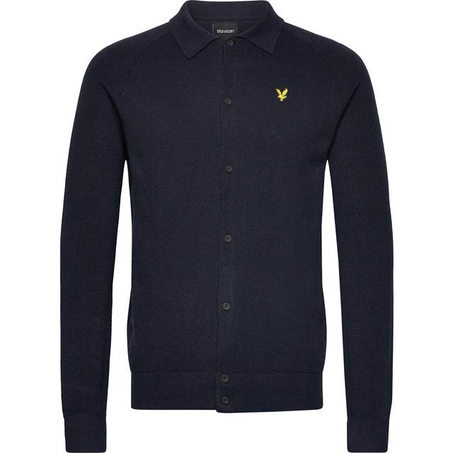 Lyle & Scott – Marinblå skjorta i linnemix med långa ärmar