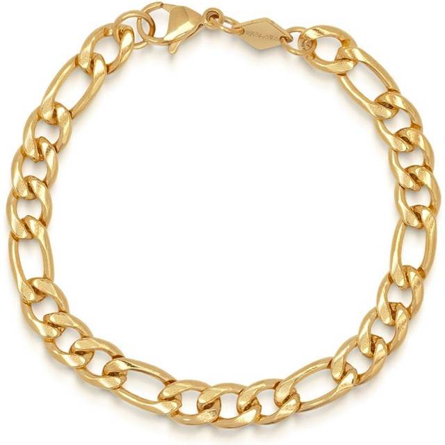 Nialaya Jewelry - Figaro 6mm chain bracelet - men - Yellow Gold Plated Stainless Steel - XL