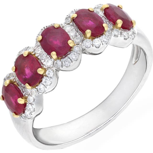 18ct White and Yellow Gold 0.27ct Diamond & 1.47ct Ruby Eternity Ring