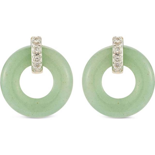 Mateo - hoop earrings - women - Diamond/14kt Yellow Gold/Jade - One Size - Green