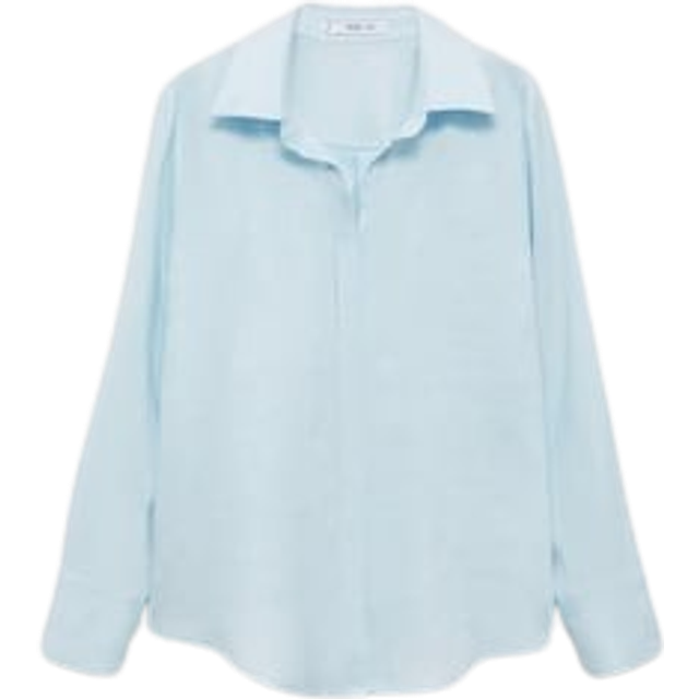 Mango Samara Pure Linen Shirt, Light-pastel Blue