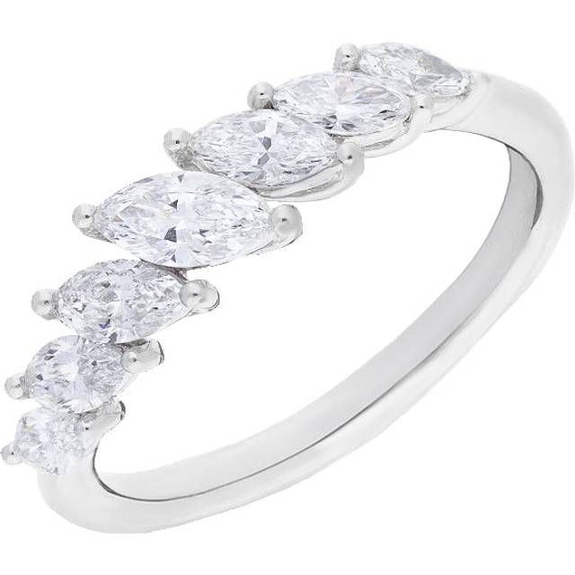 Platinum 0.92ct Diamond Seven Stone Marquise Gradient Claw Set Eternity Ring