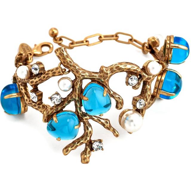 Kenneth Jay Lane - Sea Branch bracelet - women - Crystal/Faux Pearl/Gold Plated Brass - One Size