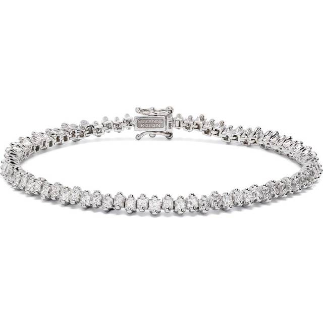 Suzanne Kalan - 18kt white gold Princess Midi diamond tennis bracelet - women - Diamond/18kt White Gold - One Size