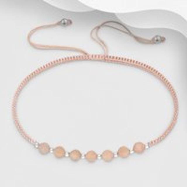 John Greed Signature Silver Sunstone Beaded Toggle IMERAKI Bracelet For Women - pink/silver