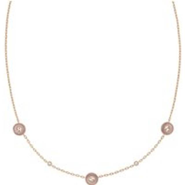 Gucci Interlocking G 18ct Rose Gold Diamond & Pink Opal Necklace