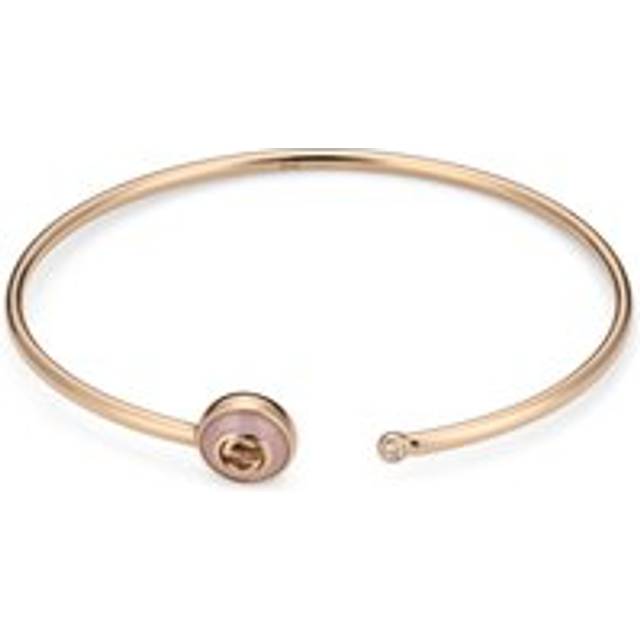 Gucci Interlocking G 18ct Rose Gold Diamond & Pink Opal Bangle - 16