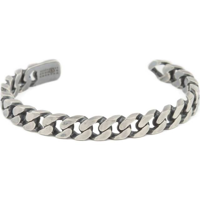 MM6 Maison Margiela - curb-chain cuff bracelet - men - Brass - 4 - Silver