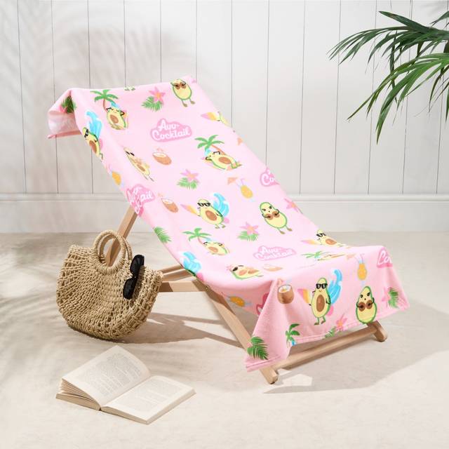 OHS Avocados at Beach Print Towel - Blush - Pink