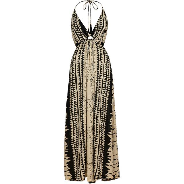 South Beach Women's Black Abstract Print Halterneck Midi Dress New Look - UK 12