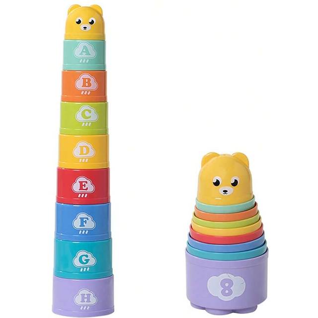 SHEIN 1pc Bear Number Circle Stacking Cup Letter Matching Early Educational Tool, Stacking Ring Toy For Parent-Child Interaction, Puzzle Toy For Boys Girls,