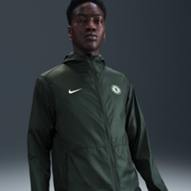 Chelsea F.C. Academy Pro Men's Nike Football Hooded Rain Jacket - Green - Polyester - 3XL