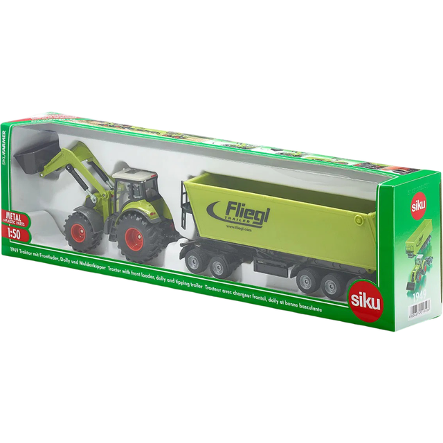 Siku 1949 Claas Traktor mit Frontlader +Dolly+ Muldenkipper grün Maßstab 1:50 Modellauto