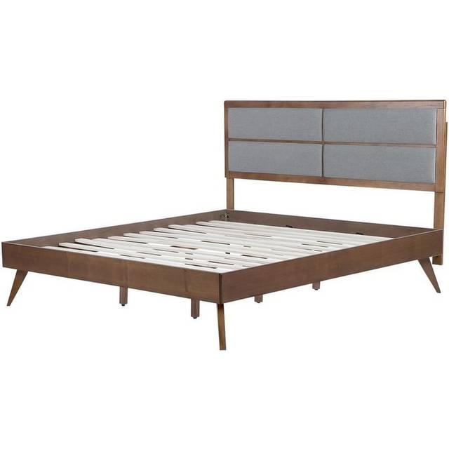 Beliani Bed Poissy 180 X 200 Cm Eu Super King Dark Ash Wood, Grey